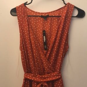 Orange with white polkadots full length dress